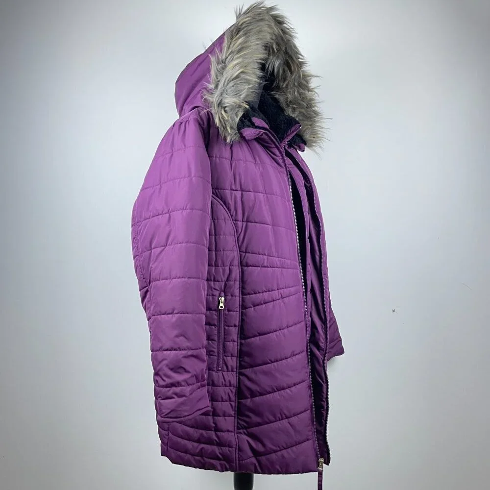 Ashley Stewart Burgundy Winter Coat Size 18/20 - Picture 2 of 8